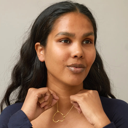 Organic Heart Necklace Chunky / Guld