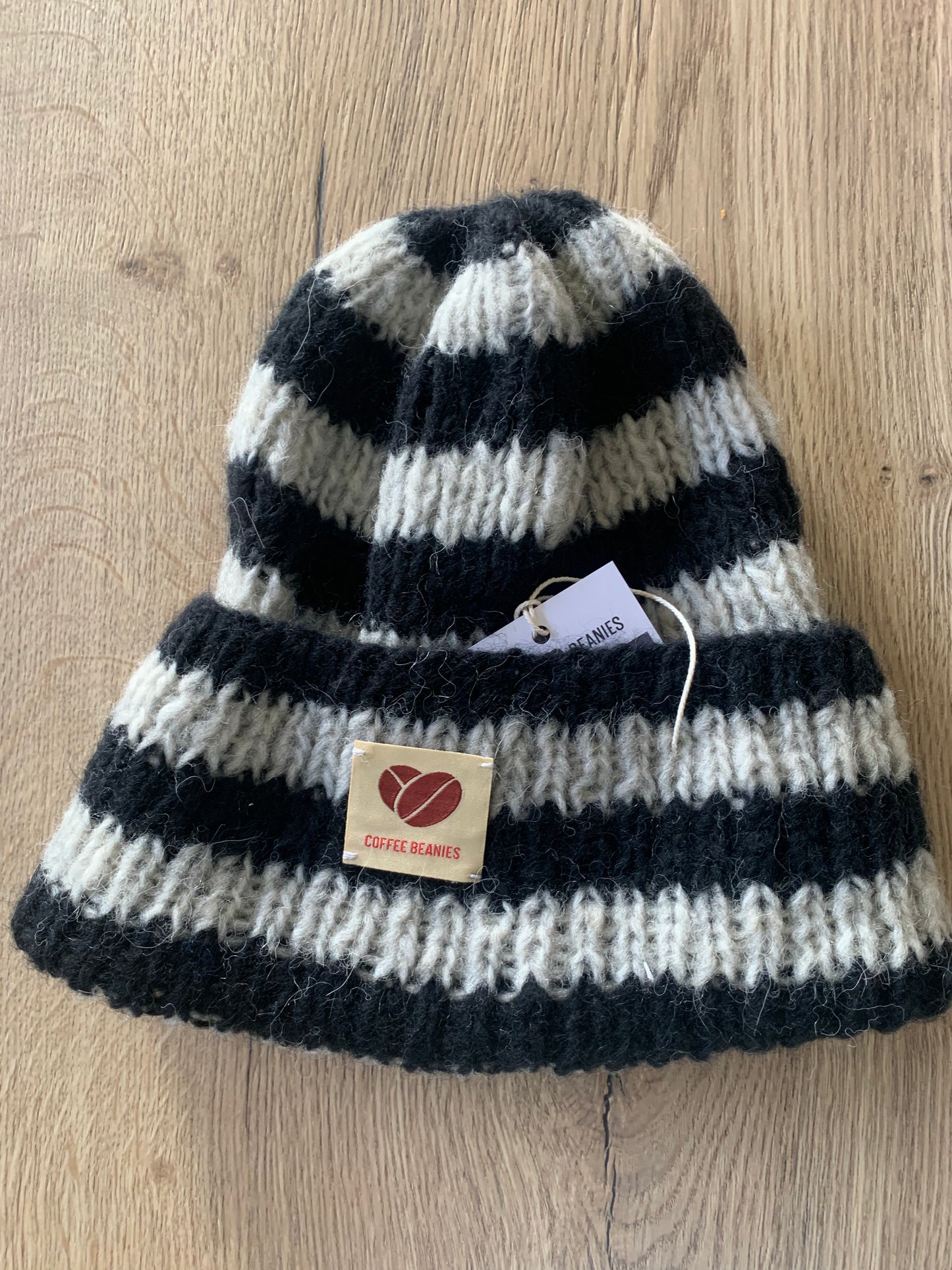 Sky beanie / sort og hvid