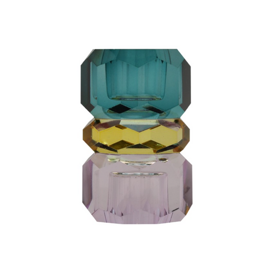 Krystal lysestage / violet/gul/petrol