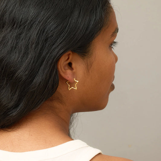 Øreringe Organic Star / Medium / Guld
