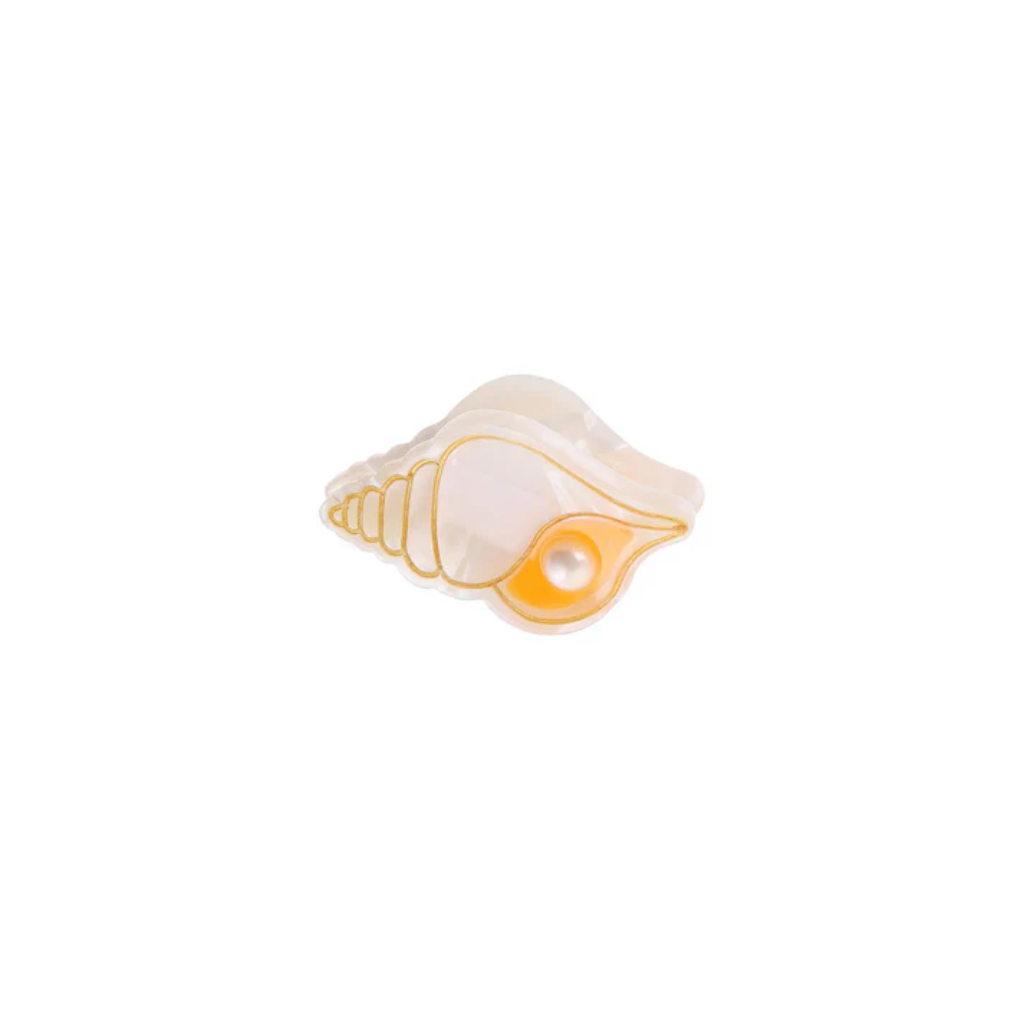 Mini Konkylie Hårklemme / Råhvid/Orange