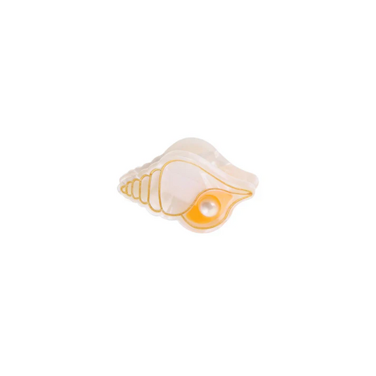 Mini Konkylie Hårklemme / Råhvid/Orange