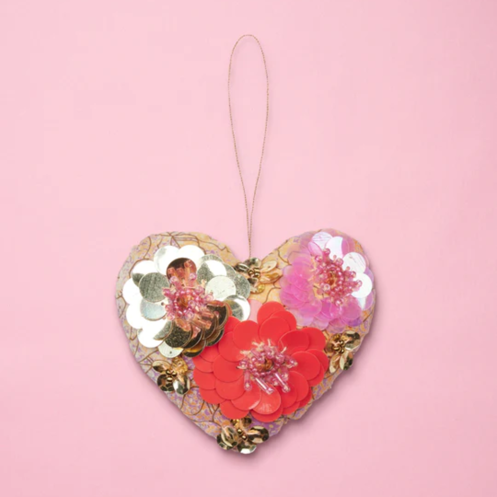 Sequin SILK Heart Ornament
