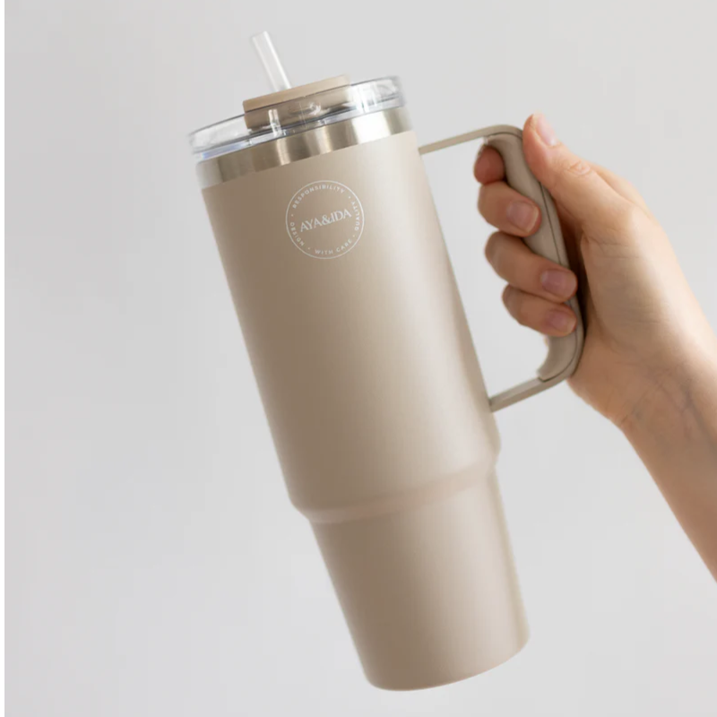 Thermo Cup with Straw 885 ml / Cream Beige