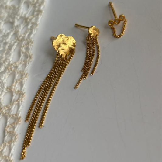 Three Dots with Mini Chain Earring / Single