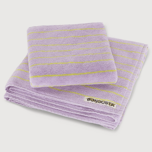 Naram Bath towel / Lilac & neon yellow