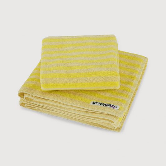 Naram Guest towel / Pristine & neon yellow