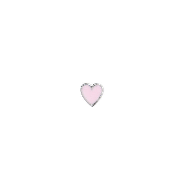 Petit love heart light pink enamel silver