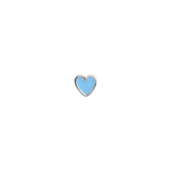 Petit love heart light blue enamel silver