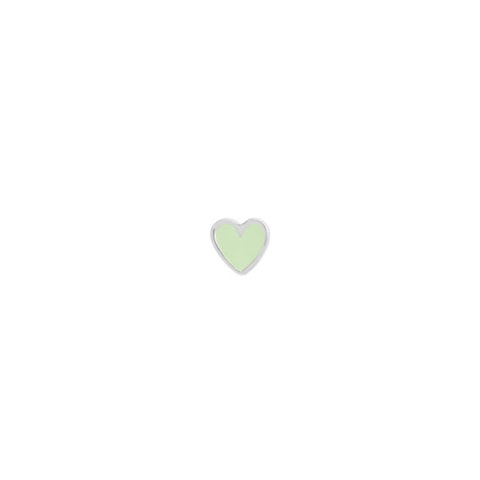 Petit love heart mint green enamel silver