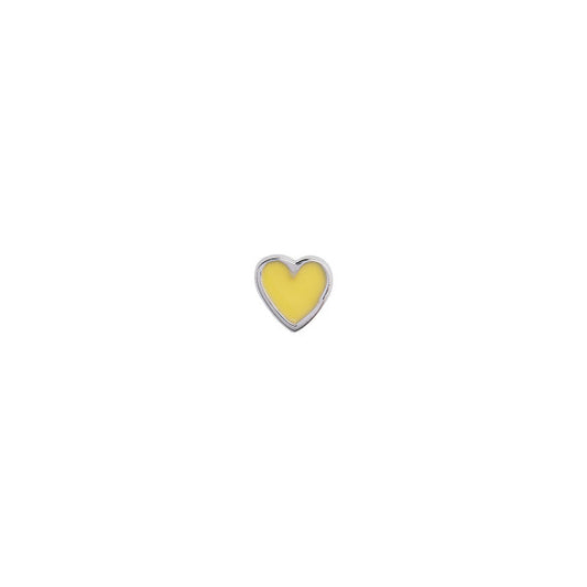 Petit love heart yellow enamel silver