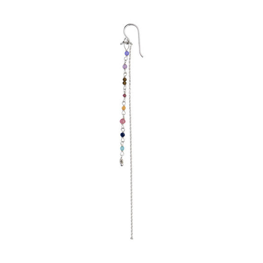 Petit gemstones with long chain earring silver / Berry mix