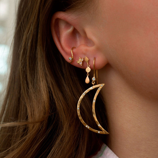 Big bella moon with stones earring