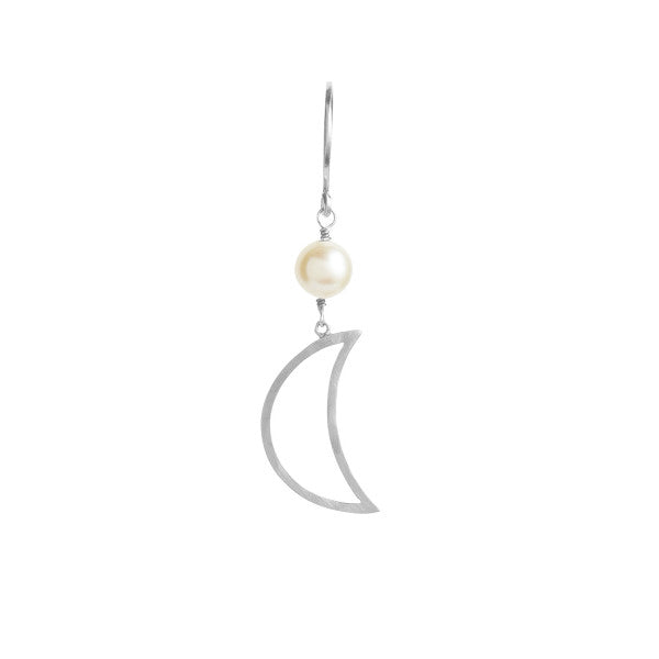 Bella moon earring with pearl silver