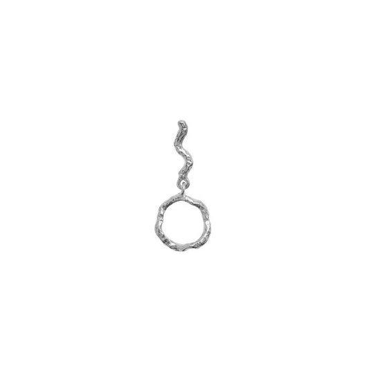 Petit wavy dangling circle earring silver