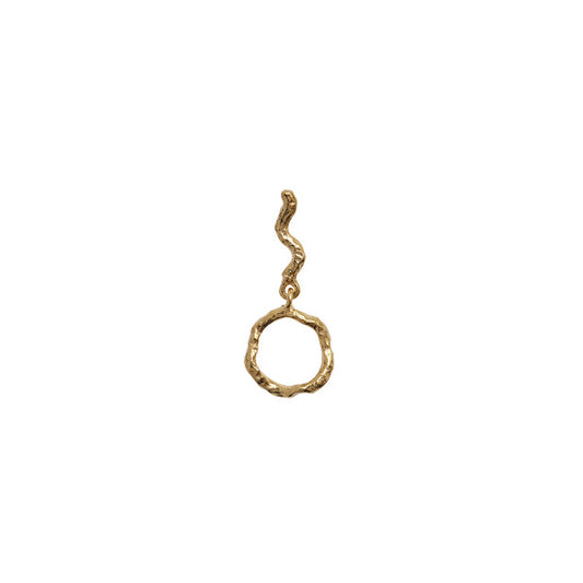 Petit wavy dangling circle earring with Stone