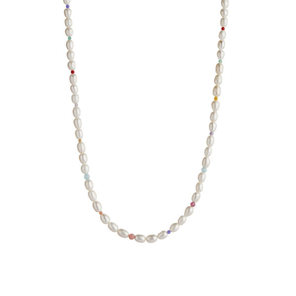 White pearls and candy stones necklace