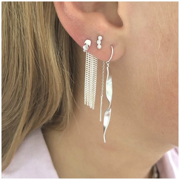 Dancing chains long behind ear earring silver
