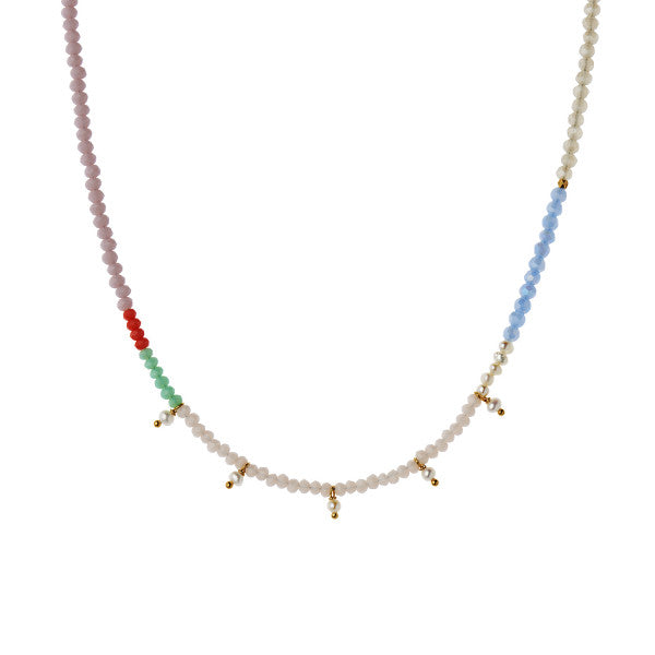 Heavenly pearl dream necklace with five pendants – coral & cool mint