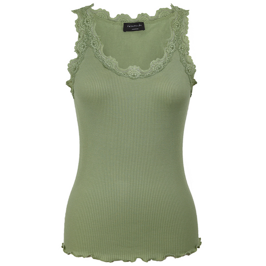Silketop med blonder / Green sage
