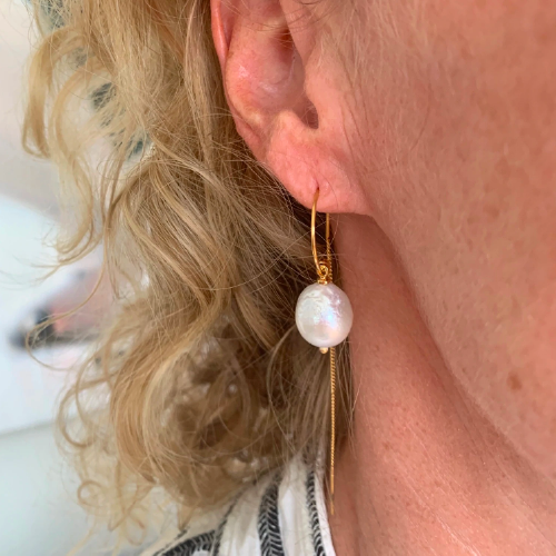 Baroque hoop chain earring