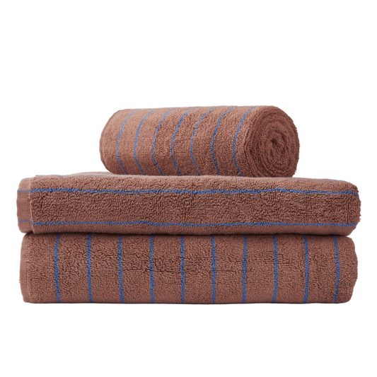 Naram Bath towel / Camel & ultamarine blue