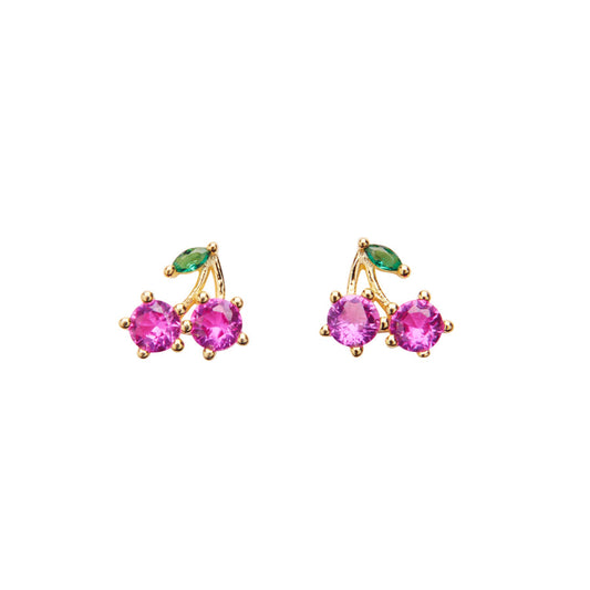 Cherry crystal stud