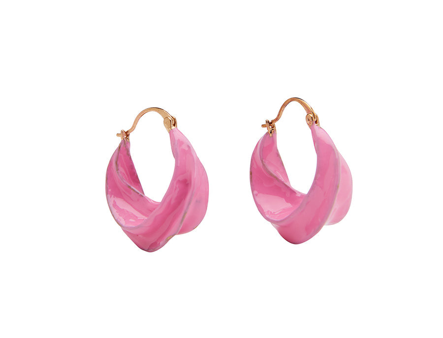 Africa enamel earring / Baby pink