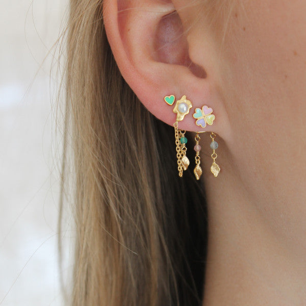 Three dancing ile de l'amour with stones behind ear earring